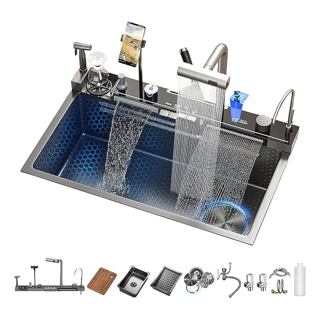 Fregadero De Cocina Inteligente Moderno Acero Inoxidable Led