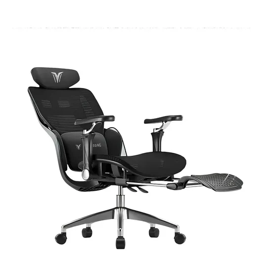 Silla De Escritorio Reclinable Con Reposapies E16 Negra Negro