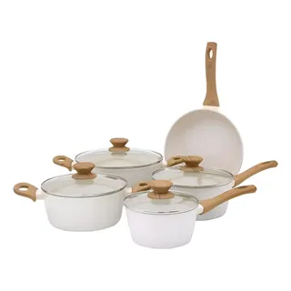 Conjunto Jogo De Panelas Mimo Style Cook Style Mármore Branco 5 Peças Antiaderente