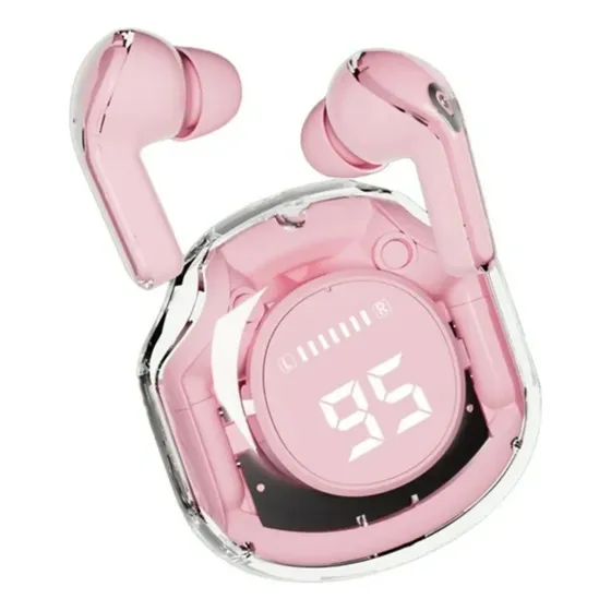 Auriculares Inalambricos Pantalla Digital Bluetooth Rosa Rosa
