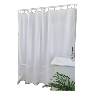 Cortina De Baño 100% Tela Lisa Blanca Alta Calidad No Teflon Cortina De Baño 100% Tela Lisa Blanca Alta Calidad No Teflon