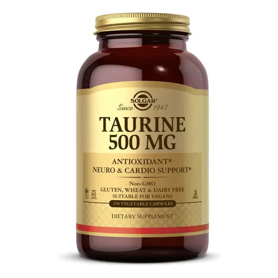 Suplemento Solgar Taurine 500 Mg 250 Cápsulas Vegetales