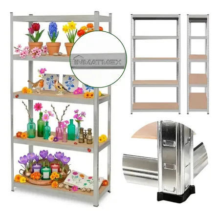 Estante Metálico Anaquel Organizador Hogar 5 Niveles Madera color gris