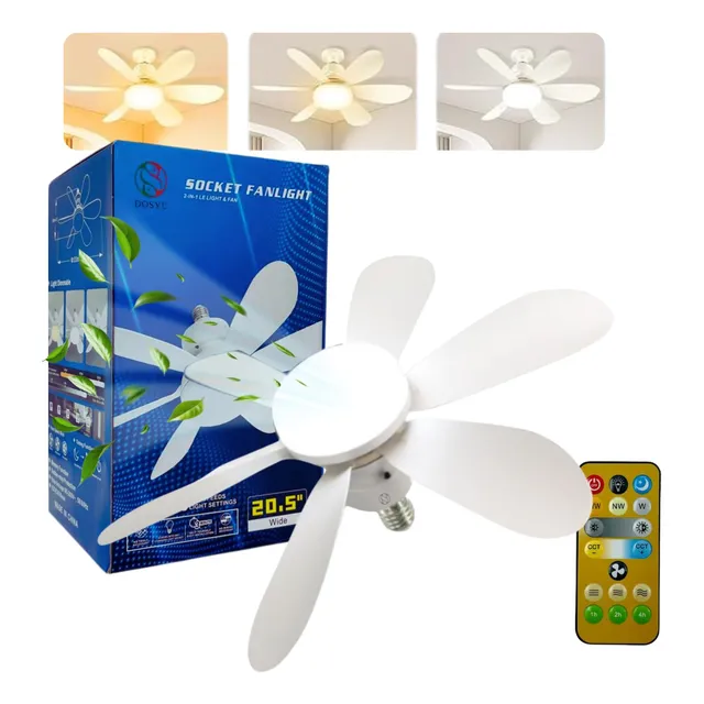 Foco-ventilador Portátil + Control Socket Ventilador Luz Led