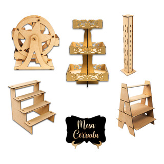 Kit 6 Candy Bar Centro Mesa Dulces Cupcakes Exhibidores Mdf Kit 6 Candy Bar Centro Mesa Dulces Cupcakes Exhibidores Mdf