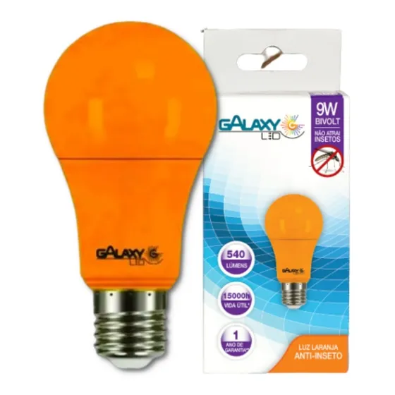 Lâmpada A60 Anti-inseto Luz Laranja E27 Led 9w 1000k Bivolt 110V/220V