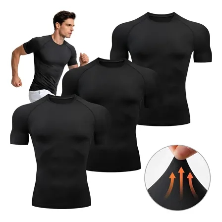 Kit 3 Camiseta Masculina Rash Guard Slim Manga Curta Térmica