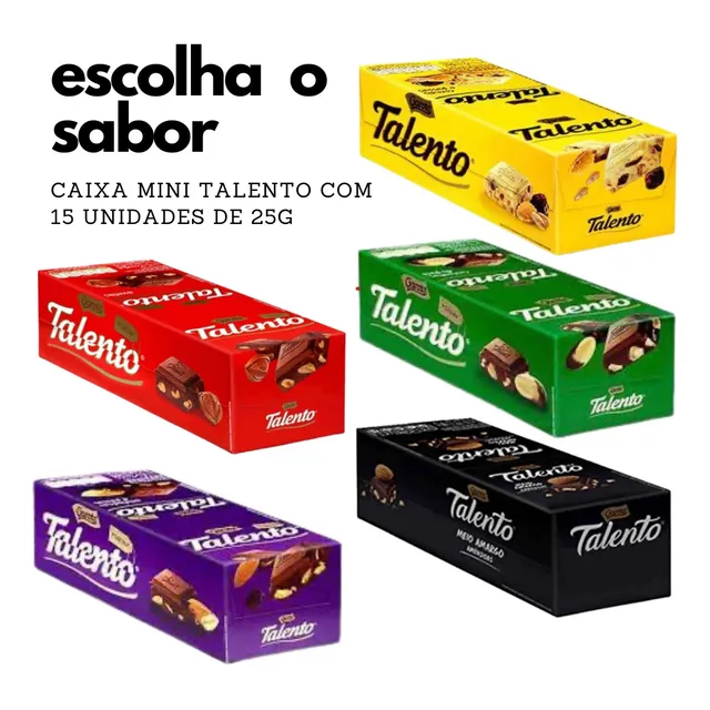 Caixa Com 15 Chocolates Mini Talento De 25g Escolha O Sabor