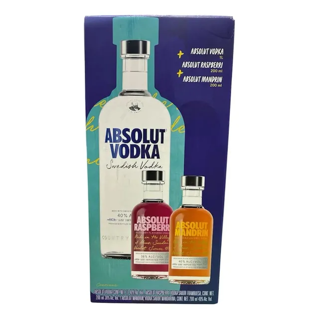 Absolut Vodka 1 L + Mandrin & Raspberri Sabores - Importado