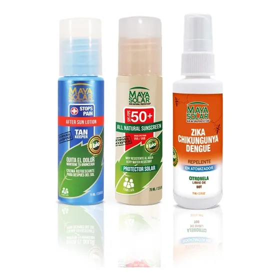 Kit De Viajes Bloqueador 75ml Aftersun 75ml Y Repelente 75ml