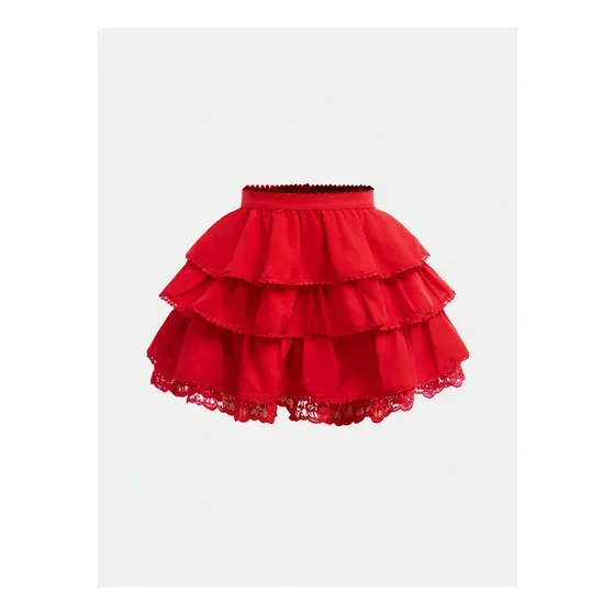Falda Niñas Tejidas Con Capas