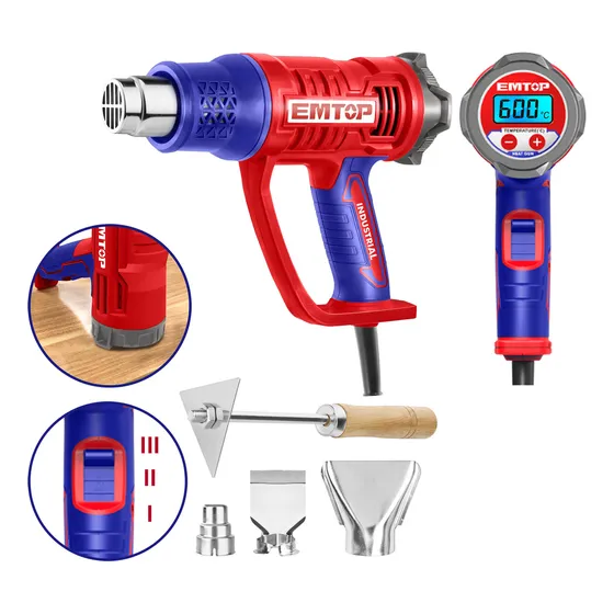 Pistola De Calor 2000w Con Display Lcd Temperatura Ajustable Emtop Ehgn20056