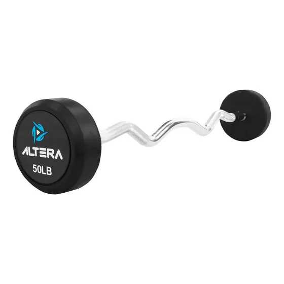 Barra Z Peso Fijo 50 Lb Integrado Acero Gimnasio Crossfit Color Negro