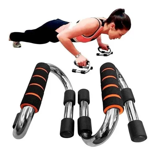 Barra Chão Apoio Flexão Braço Ombro Fitness S-pushup Mbfit Cor Laranja