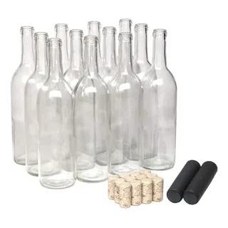 Botella De Vino De Vidrio Bordeaux De 750ml Con Corcho Y Cáp Botella De Vino De Vidrio Bordeaux De 750ml Con Corcho Y Cáp