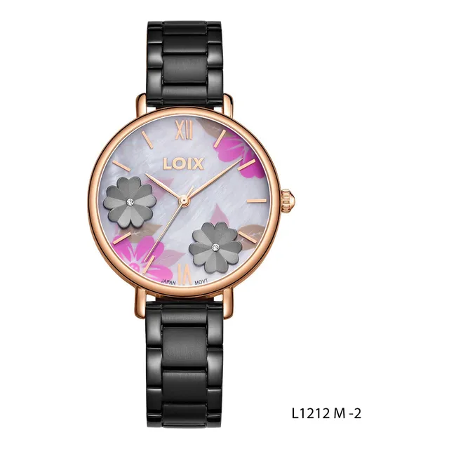 Reloj Mujer Loix® L1212m-2 Negro Con Tablero Blanco