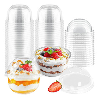 100 Vasos Plásticos Desechables Para Pastel Postre Con Tapa 100 Vasos Plásticos Desechables Para Pastel Postre Con Tapa