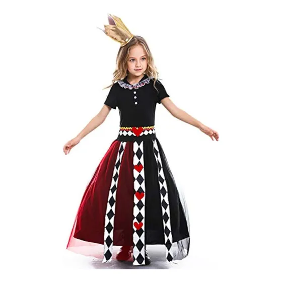 Disfraz Reina De Corazones Cosplay Niña Negro-rojo 7-9