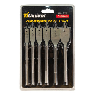 Jogo De Brocas Chatas Para Madeira Kit Com 6 Peças Titanium Jogo De Brocas Chatas Para Madeira Kit Com 6 Peças Titanium