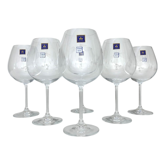 Jogo 06 Unidades De Taças Vinho Tinto 650ml Cristal Bohemia Jogo 06 Unidades De Taças Vinho Tinto 650ml Cristal Bohemia