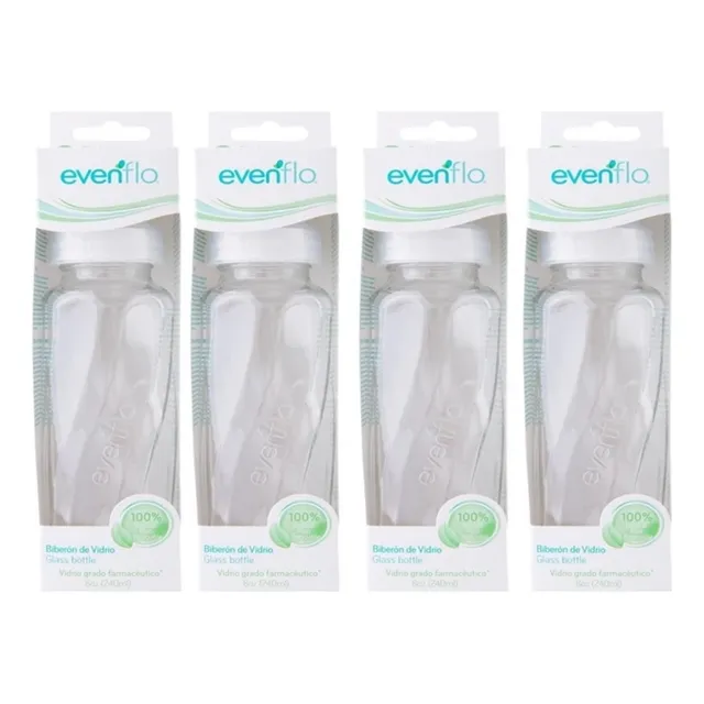 Biberón Vidrio Evenflo 240 Ml Grado Farmacéutico 4 Piezas