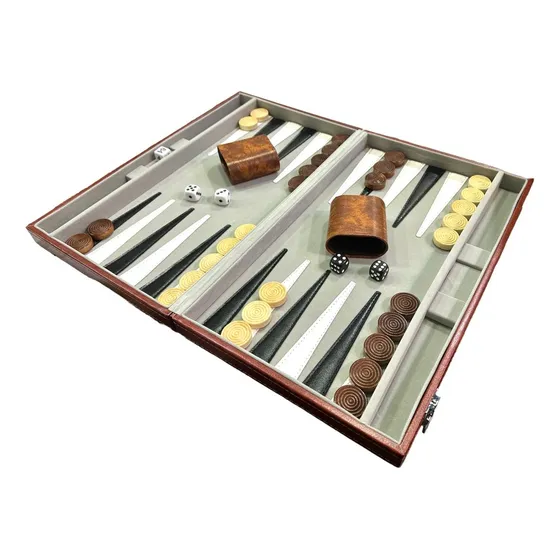 Backgammon Tablero Grande En Maletin Con Trabas Eco Cuero