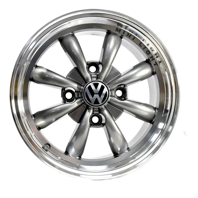 Rines 17x7 Deportivos Para Vocho 4/130 Vw Logo Gun Metal 