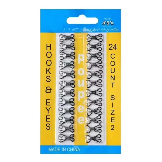 Colchete Gancho Para Roupa Preto 15mm Com 24 Unidades