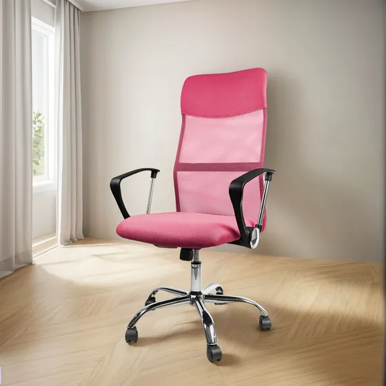 T-Go silla de oficina ergonómica espaldar alto asiento acolchado color rosa material del tapizado mesh