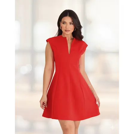 Vestido Curtinho Feminino Com Decote Alfaiataria Delicado