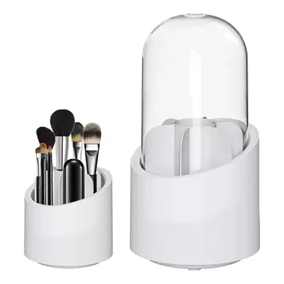 Organizador Para Brochas Y Lápices Cosméticos 360 Giratorio Color Blanco