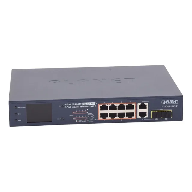 Switch Poe+ Distancia 250 Metros 8 Puertos Fgsd-1022vhp