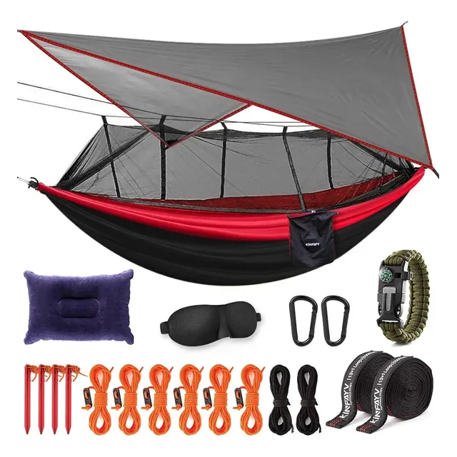 Hamaca De Camping Kinfayv Con Mosquitero Y Lona De Lluvia