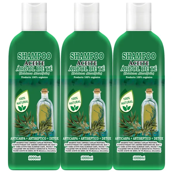 3 Shampoos Aceite Árbol De Te / Tea Tree Orgánico 3 Litros 
