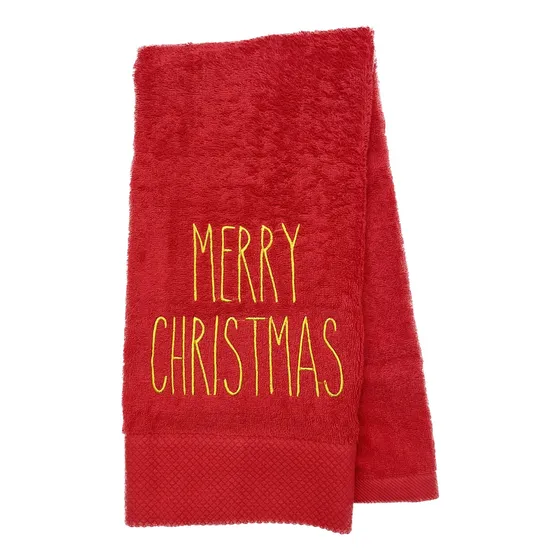 Toalla Mano Roja Feliz Navidad Bordada Cocina Para Navideña
