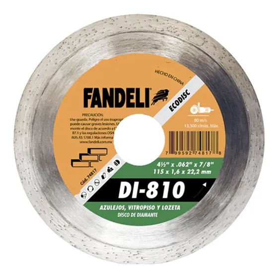 Disco De Diamante Rin Continuo 74817 Fandeli 4-1/2 PLG DI810