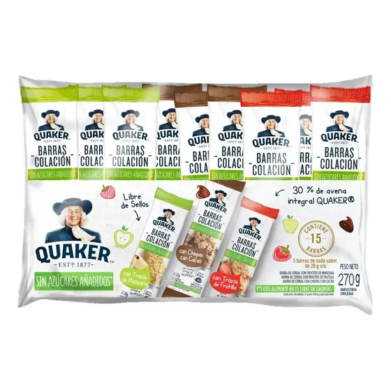 Pack 15 Barras De Colación Quaker Mixtas 270g C/u