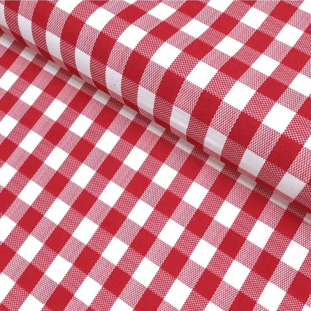 Tecido P/ Toalha De Mesa Xadrez Branco Vermelho 5,00 X 1,50