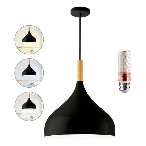 Lámpara Techo Estilo Nórdico Moderna Vintage + Bombilla Led