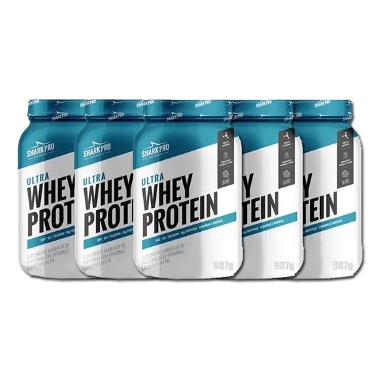 Ultra Whey Atacado - 5 Potes 907g Whey Com Colageno / Wpi Sabor Baunilha