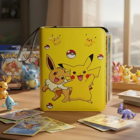 Álbum Pokémon 400 Cartas Pikachu Zíper Capa Dura Tcg Criança Amarelo