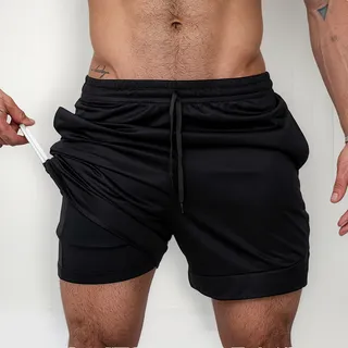 Short Masculino Camada Dupla Calça Esportiva De Corrida Short Masculino Camada Dupla Calça Esportiva De Corrida