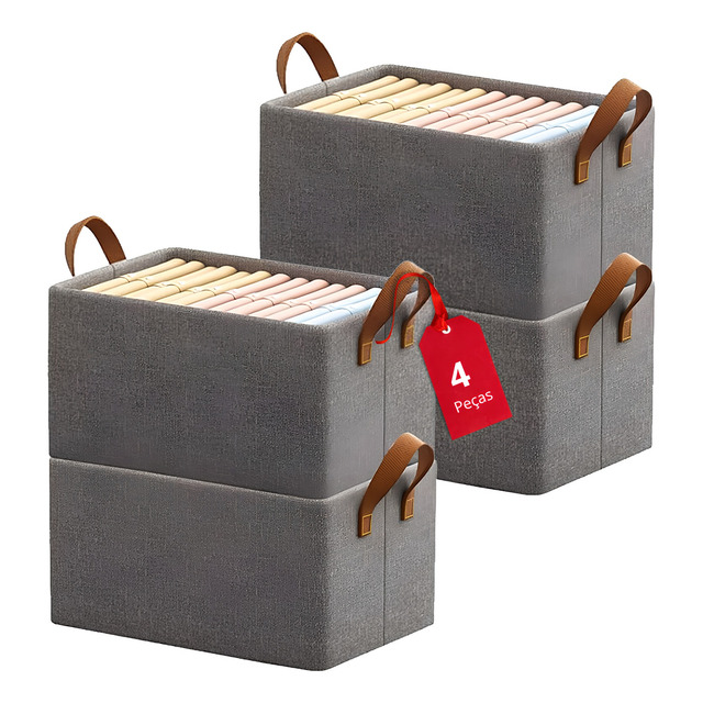 Kit 4 Caixas Organizador De Guarda Roupa Cesto Gaveta Kit 4 Caixas Organizador De Guarda Roupa Cesto Gaveta