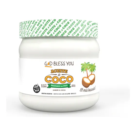 God Bless You aceite de coco PRENSADO EN FRIO (SABOR COCO ) de 1L