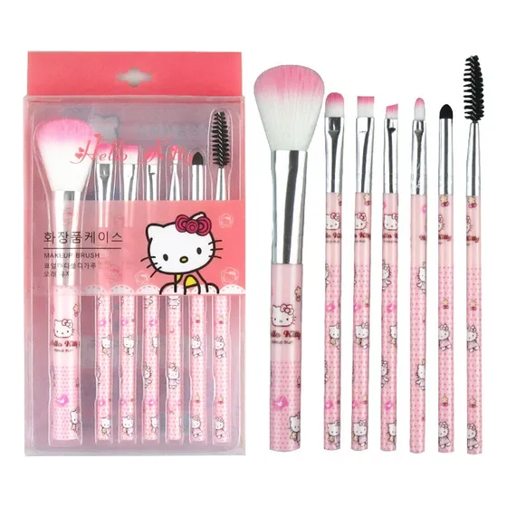 Hello Kitty 7 Pieza Conjunto De Cepillo Del Maquillaje