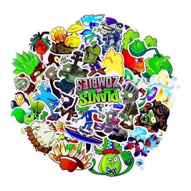 Plantas Vs Zombis - Set De 50 Stickers / Calcomanias