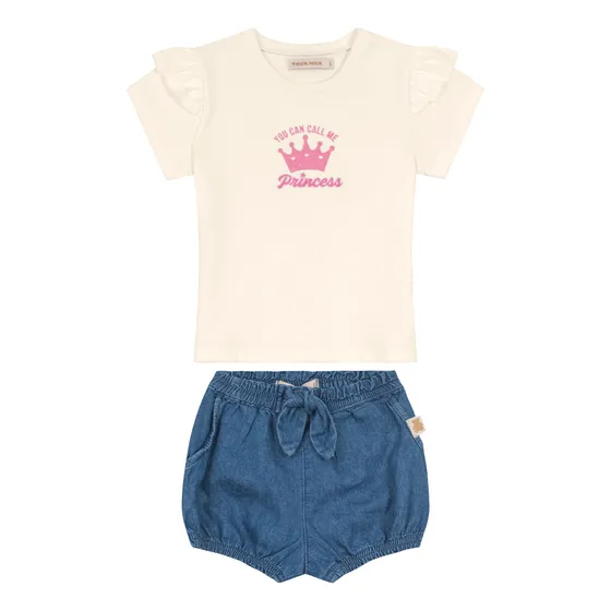 Conjunto Blusa Princess Com Shorts Trick Nick Bege