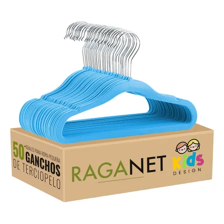 50 Ganchos Infantiles De Terciopelo Antideslizantes 360o Color Azul