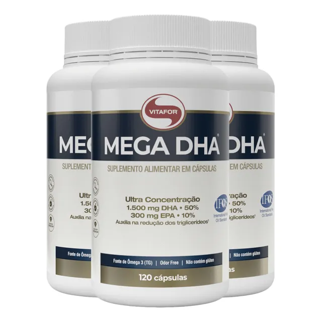 Kit 3 Mega DHA 1500mg Vitafor 120 Cápsulas