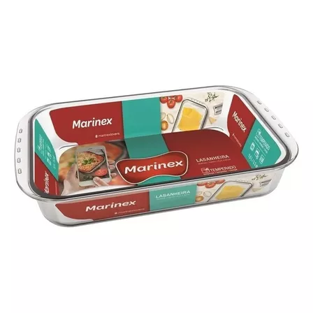 Fuente Asadera Marinex Rectangular Lasagna 5 Lts Apto Horno Color Transparente